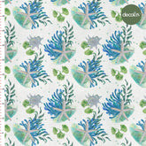 Deniz Yıldızı Deniz Kabuğu Mercan Marin Desenli Dijital Baskılı Kumaş